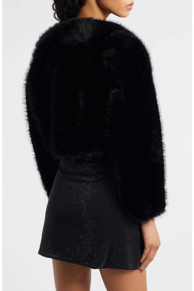 Faux Fur Crop Jacket, Alternate, color, BLACK