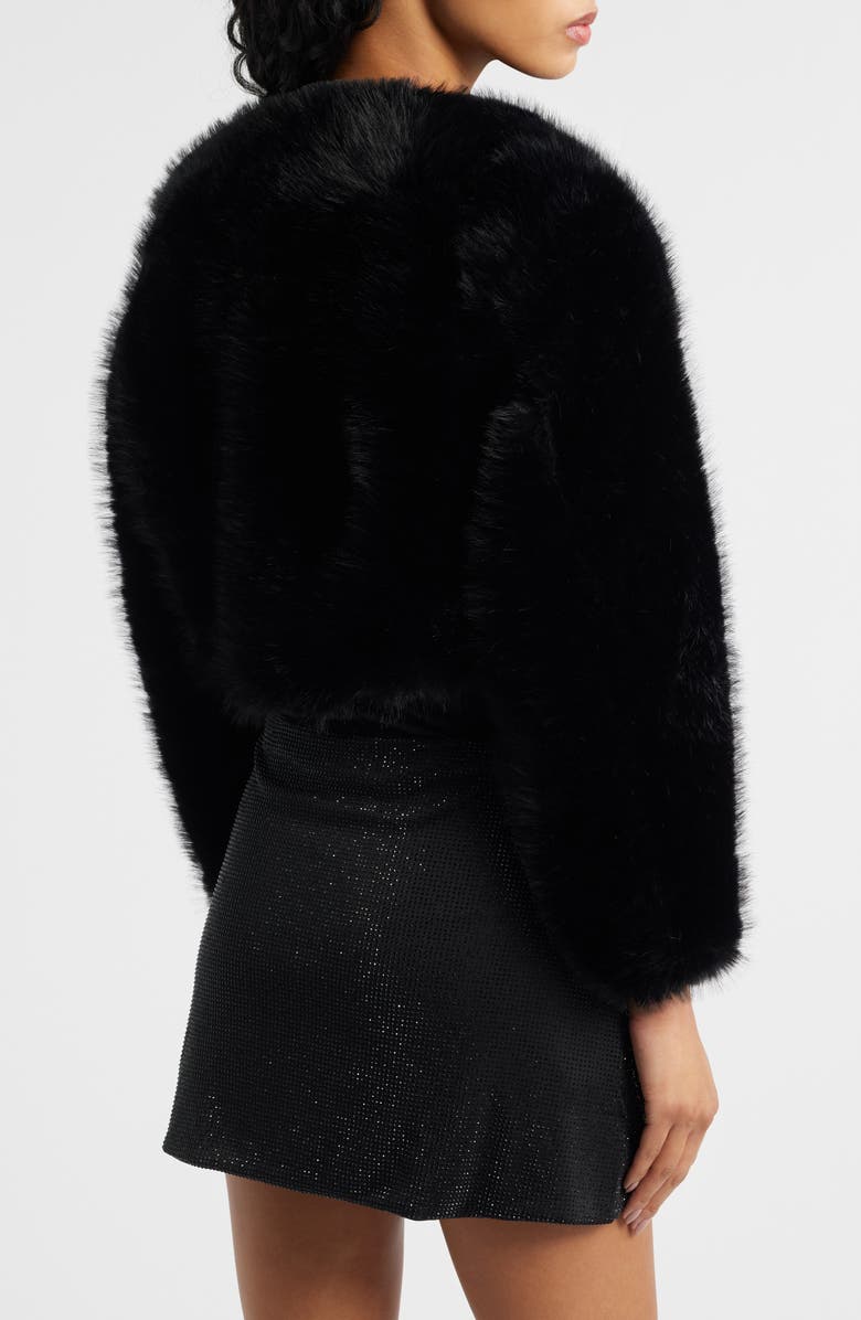 MANGO Faux Fur Crop Jacket, Alternate, color, Black