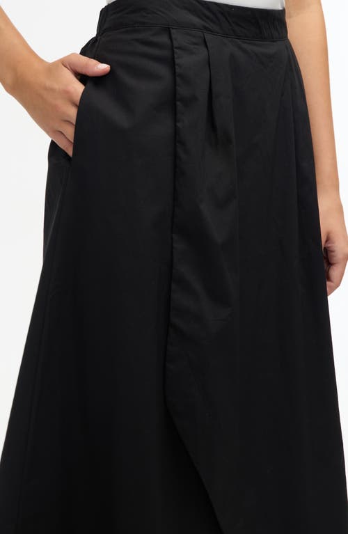 Shop Ellen Tracy Cotton Poplin Midi Skirt In Black