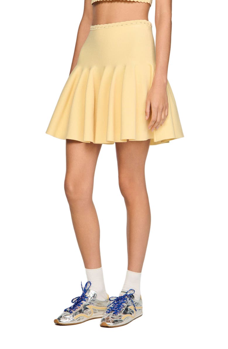 SANDRO Short knit skater skirt, Main, color, Butter