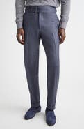 ISAIA Denim Effect Stretch Wool, Silk & Linen Cuffed Pants