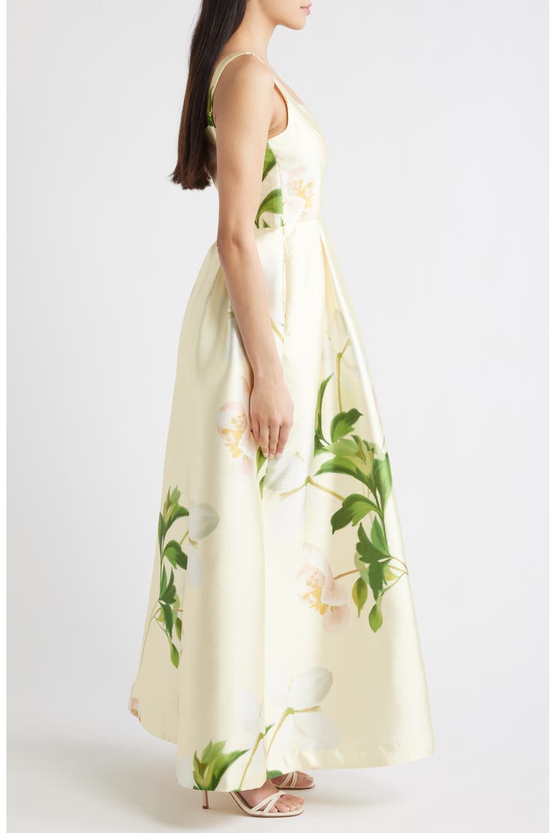 Floral Mikado Fit & Flare Gown, Alternate, color, YELLOW MULTI