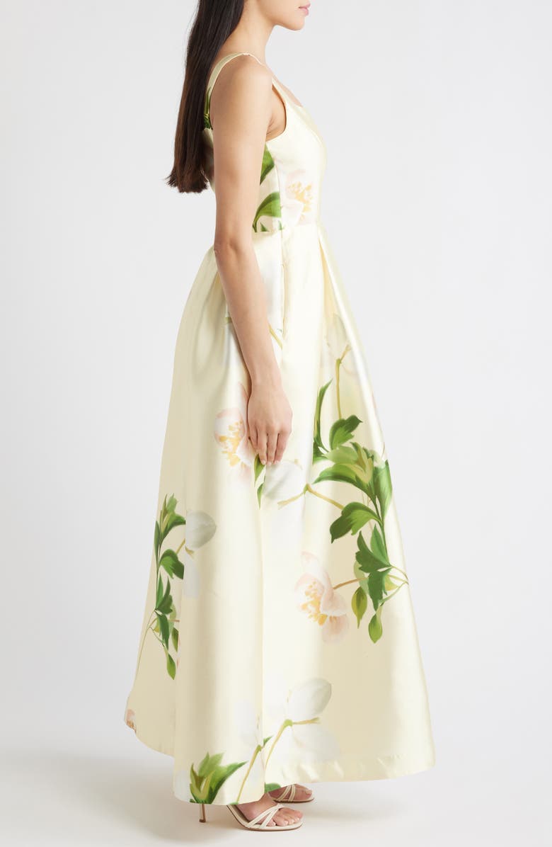 Julia Jordan Floral Mikado Fit & Flare Gown, Alternate, color, Yellow Multi