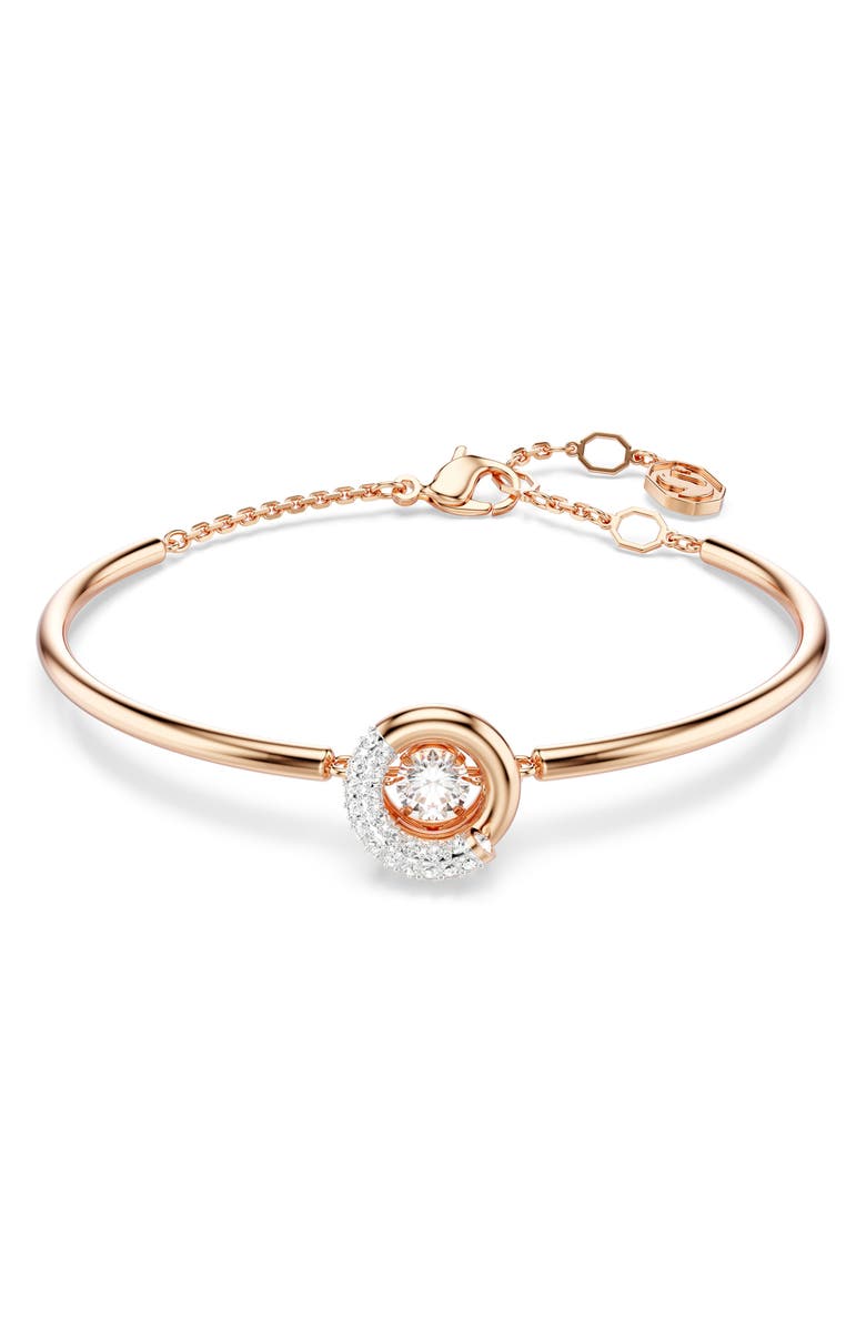 Swarovski Dextera Dancing Crystal Charm Bracelet, Main, color, Rose Gold