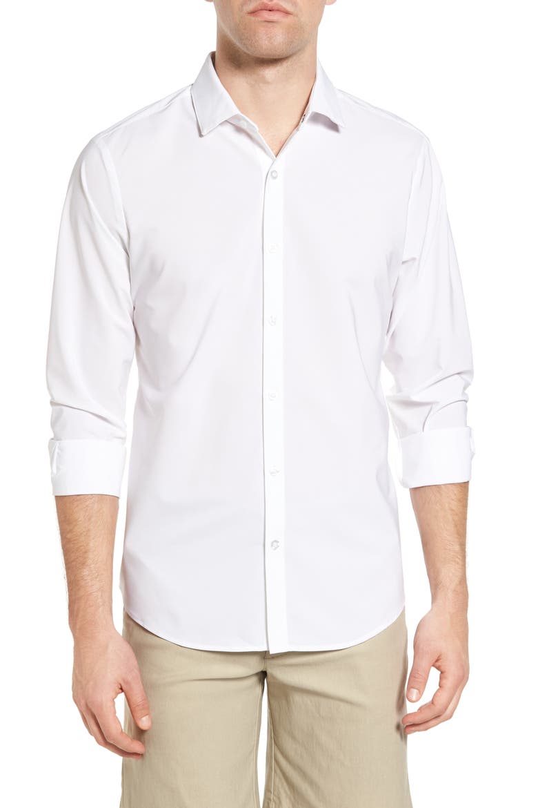 Manhattan Trim Fit Shirt, Main, color, WHITE