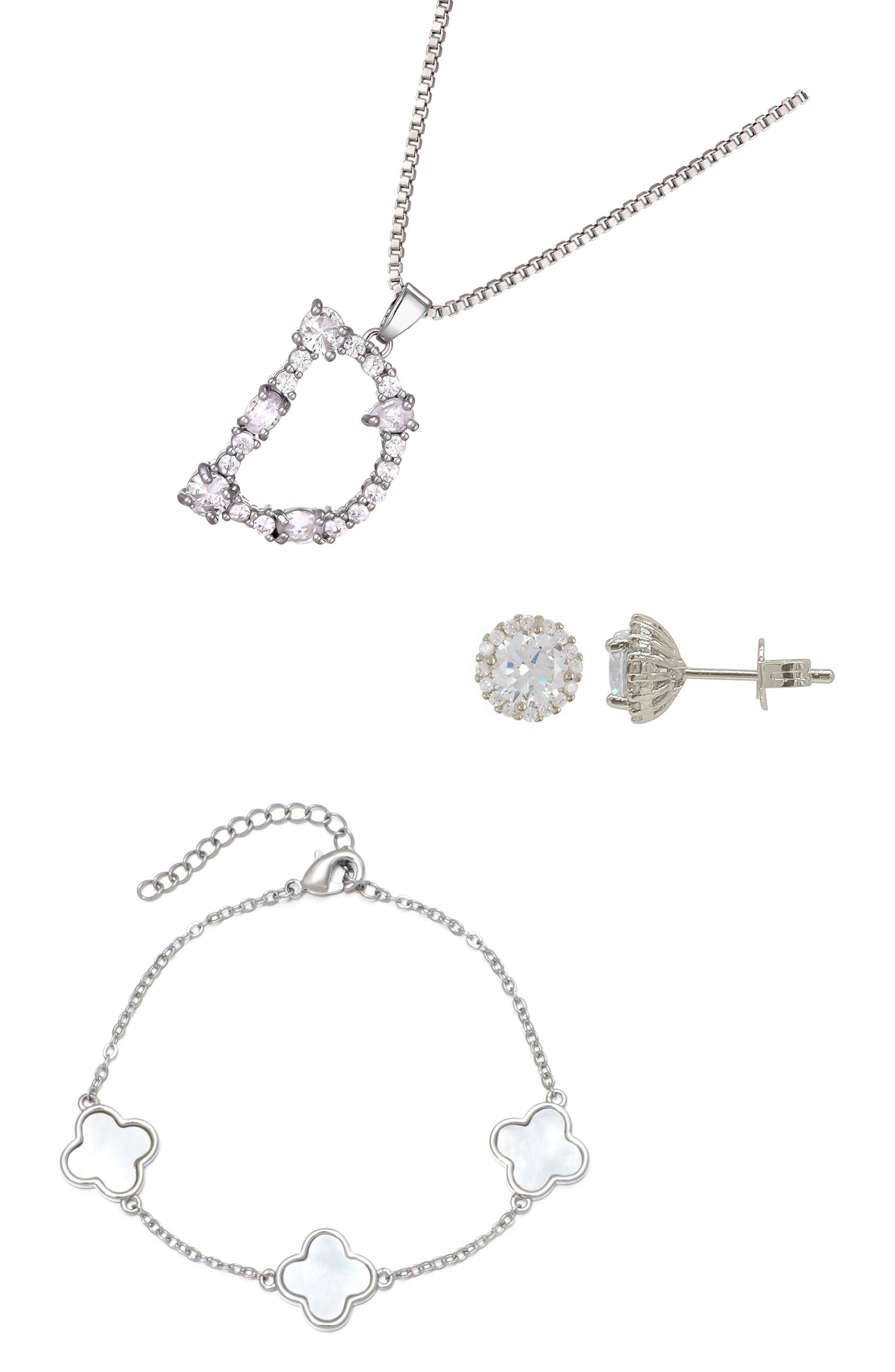 3-Piece Mixed Cubic Zirconia Initial Jewelry Set