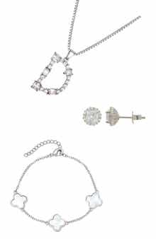 3-Piece Mixed Cubic Zirconia Initial Jewelry Set