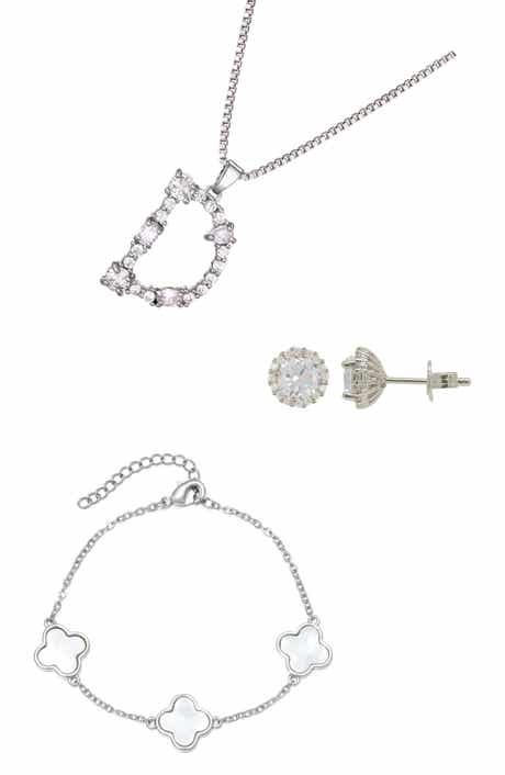 3-Piece Mixed Cubic Zirconia Initial Jewelry Set