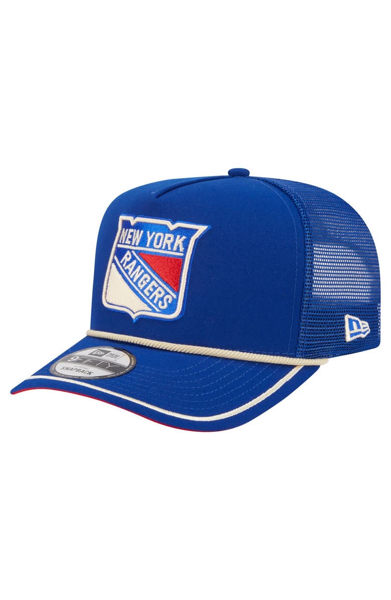 New Era Men's New Era Blue New York Rangers Vintage Team Rope A-Frame 9FIFTY Snapback Hat, Main, color, Blue