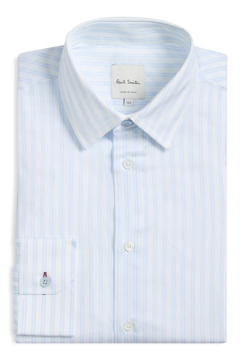 Regular Fit Stripe Button Front Shirt, Main, color, LIGHT BLUE