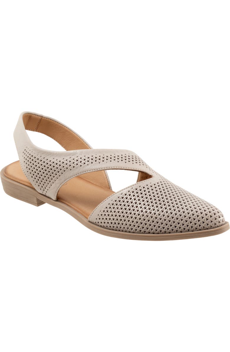 Bueno Bianca Perf Slingback Pointed Toe Flat, Main, color, Light Grey