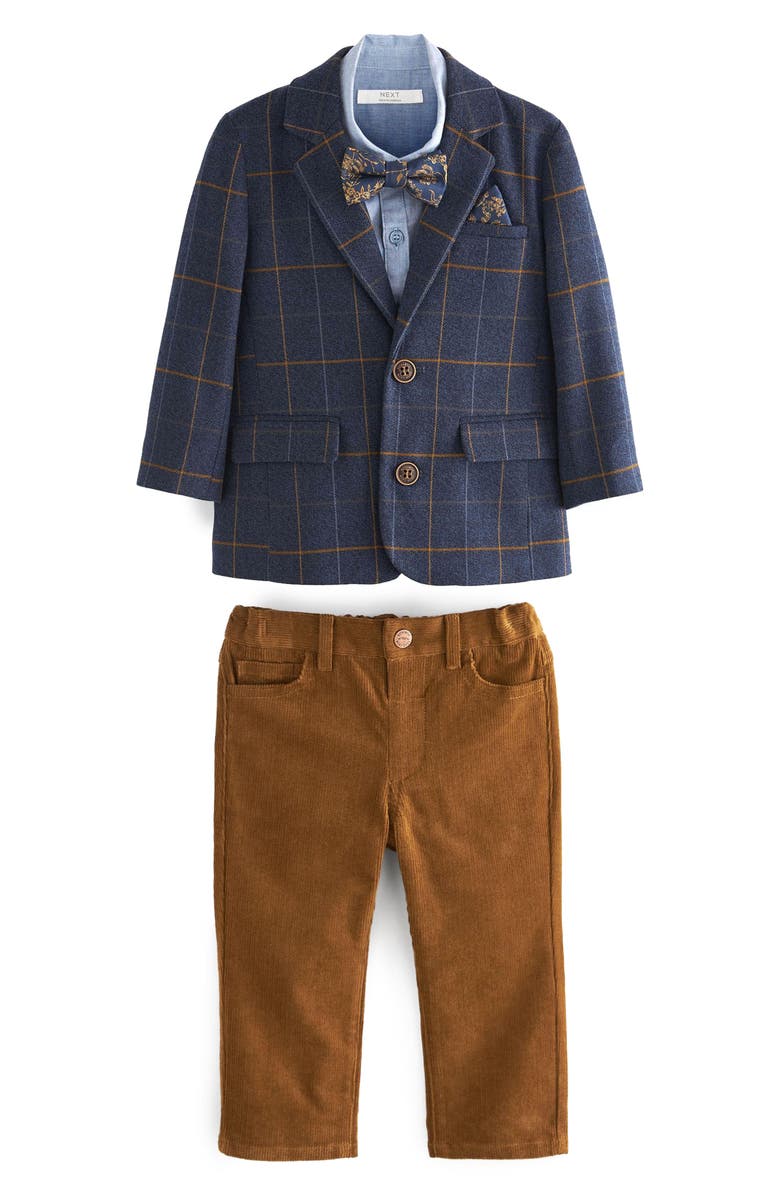 NEXT Kids' Check Blazer, Woven Shirt, Bow Tie & Pants Set, Main, color,