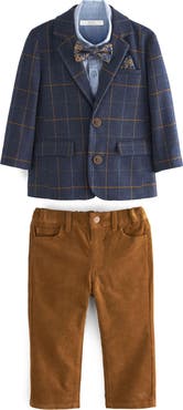 NEXT Kids' Check Blazer, Woven Shirt, Bow Tie & Pants Set