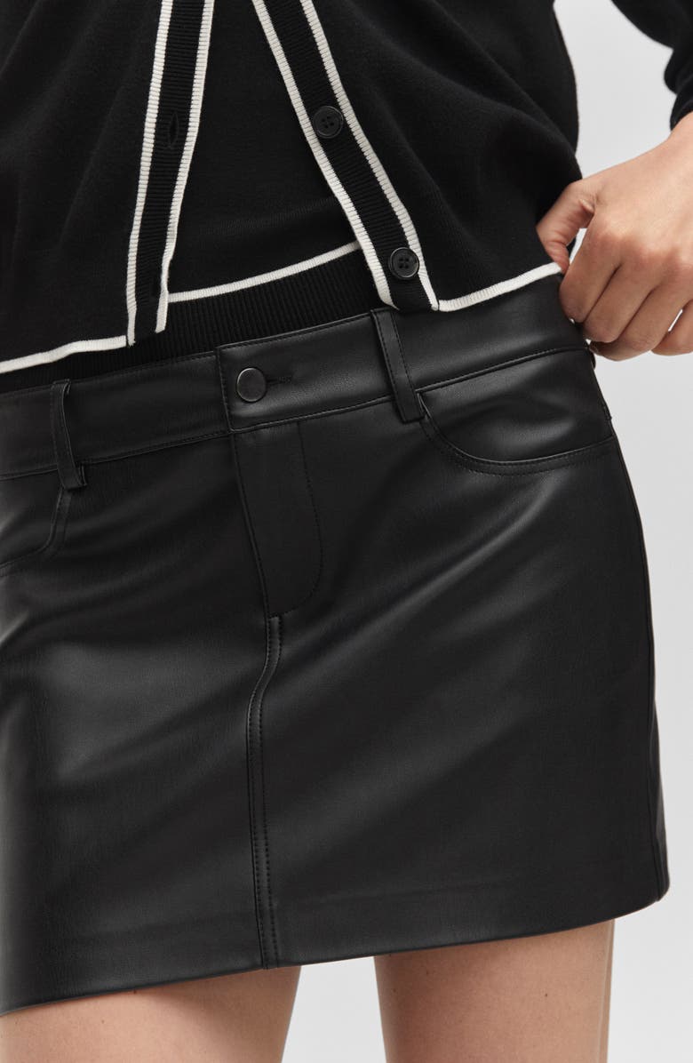 MANGO Faux Leather Miniskirt, Alternate, color,
