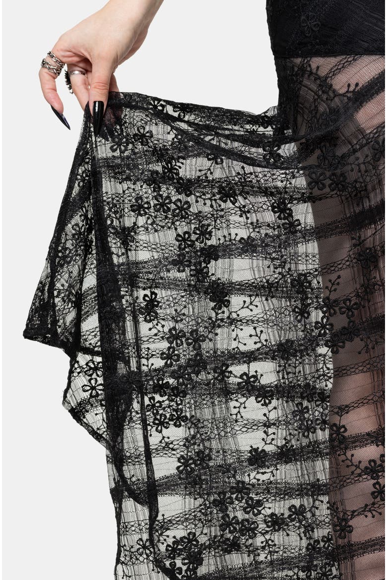 Lucie Lace Asymmetric Hanky Maxi Skirt, Alternate, color, Black