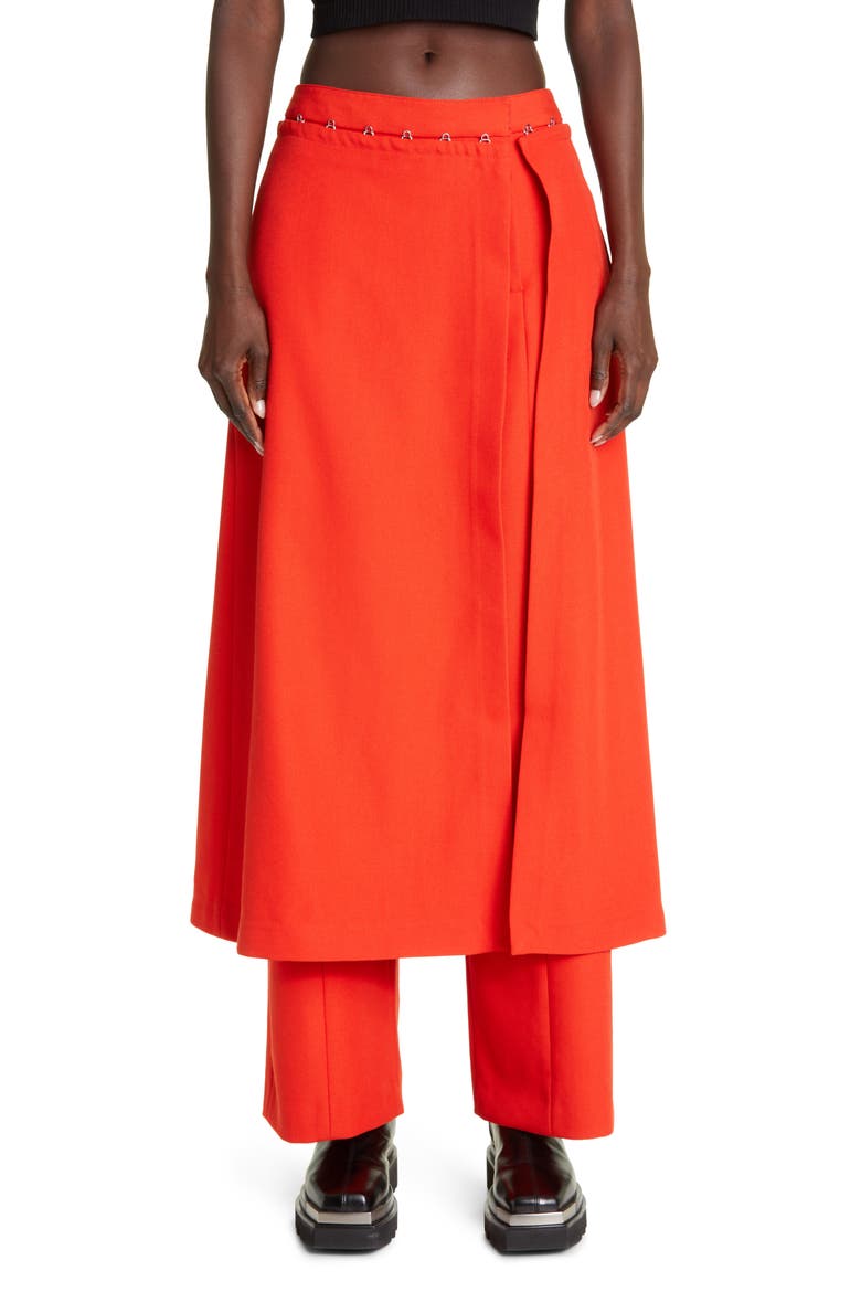 Skirt Overlay Suiting Pants, Main, color, VERMILLION