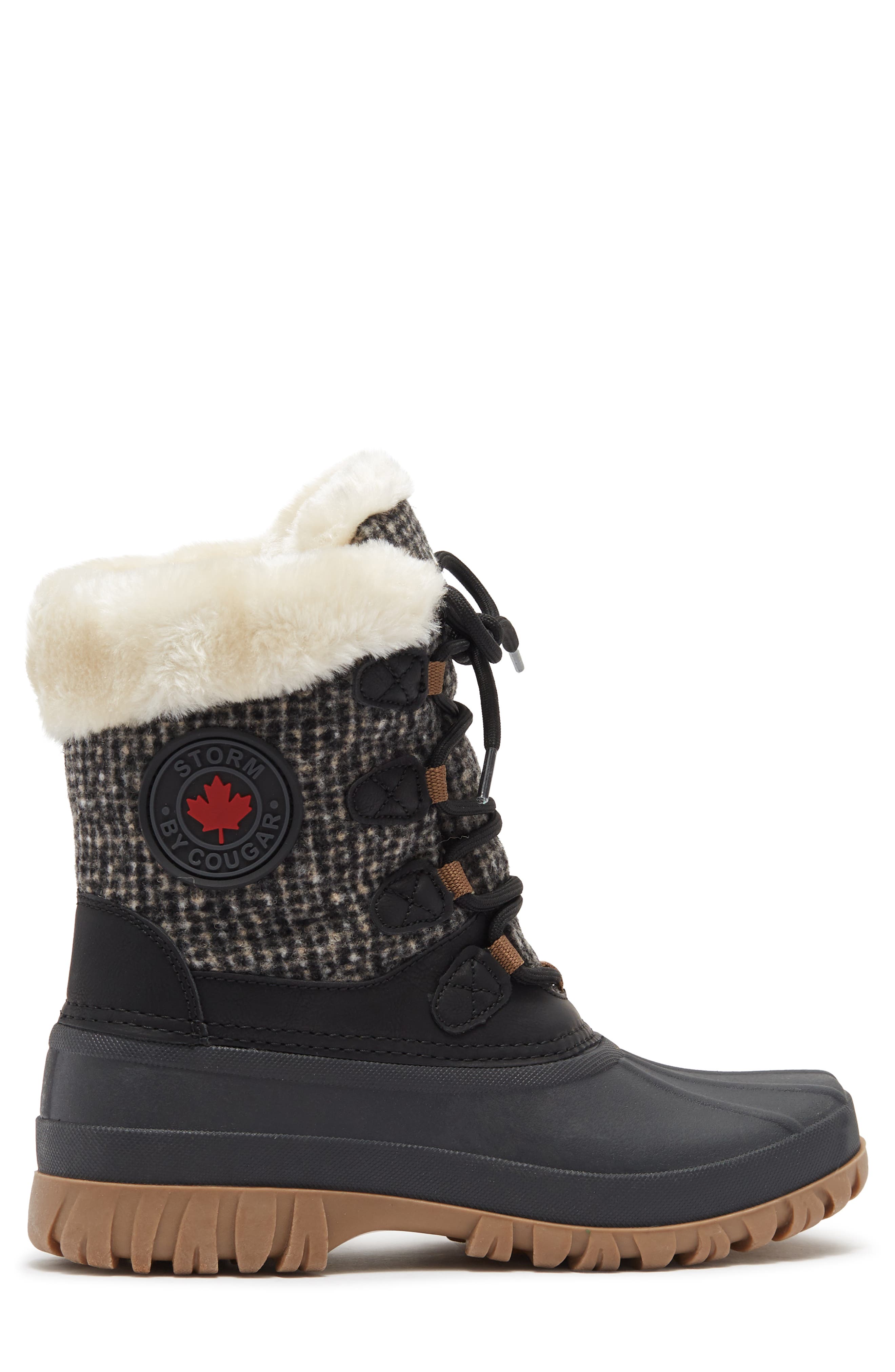 Cougar Gatsby Faux Shearling Cuff Duck Toe Boot, Alternate, color, 