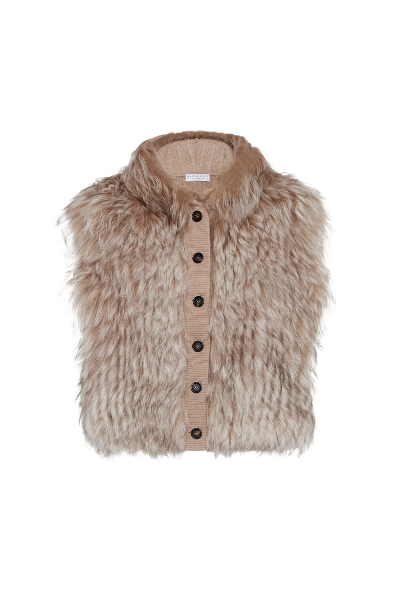 Brunello Cucinelli Cozy shearling vest, Main, color, Light Brown