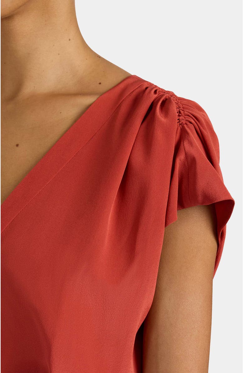 Santorelli Fallon Midi Hi-Lo Dress in Silk Crepe de Chine, Alternate, color, Rust