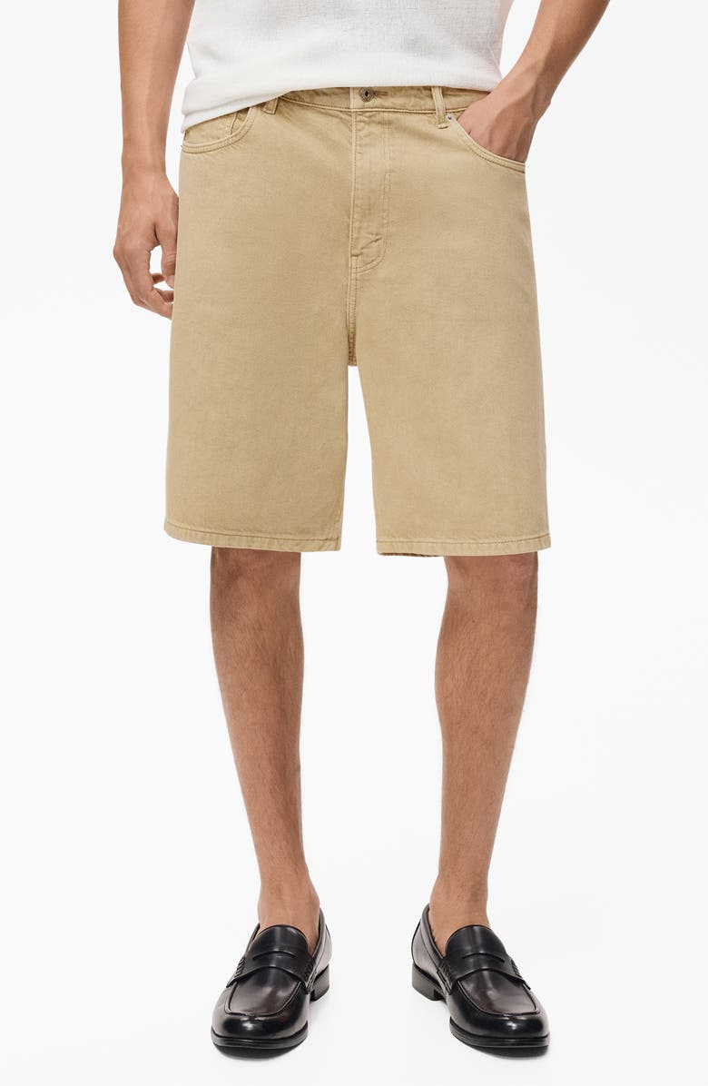 MANGO Relaxed Fit Denim Bermuda Shorts, Main, color, Beige