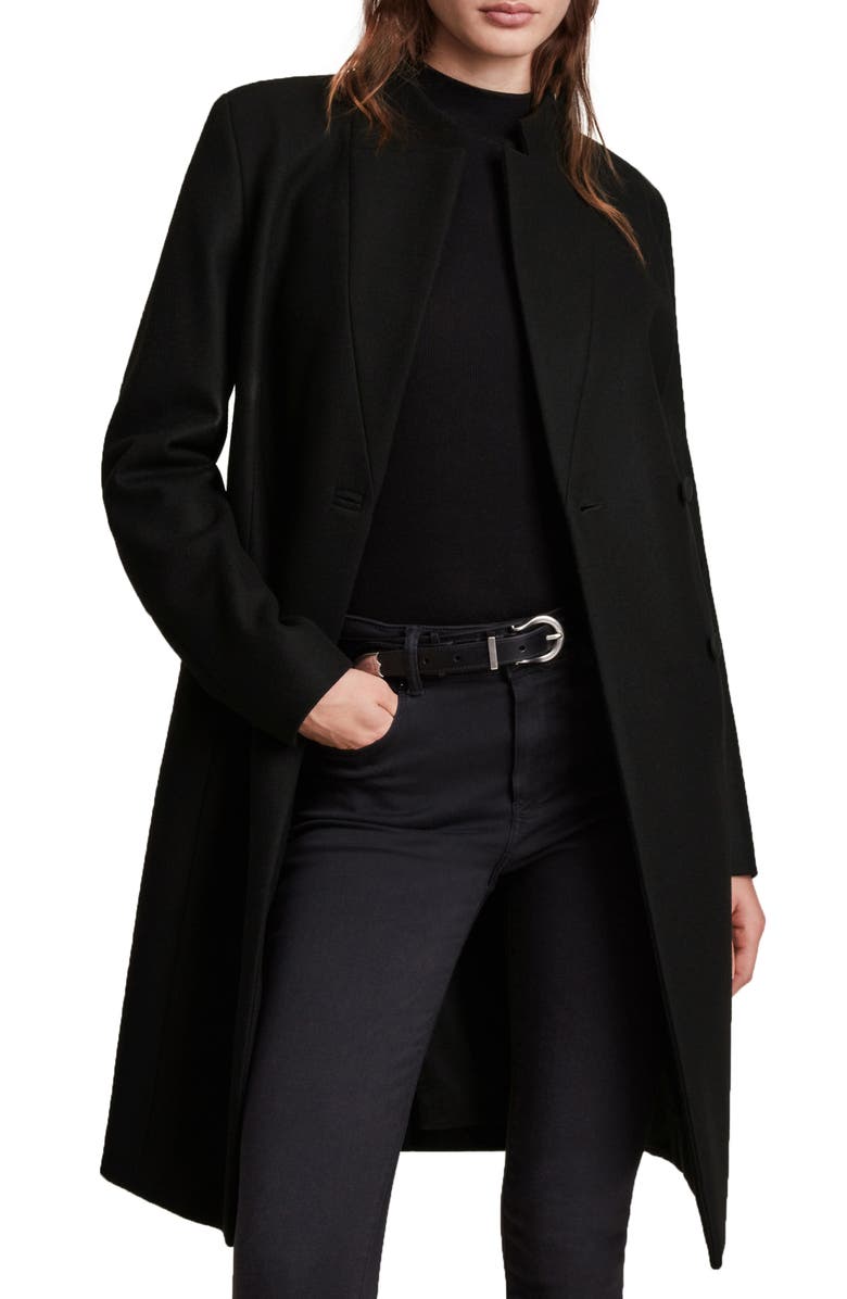 AllSaints Sidney Wool Blend Coat, Main, color,