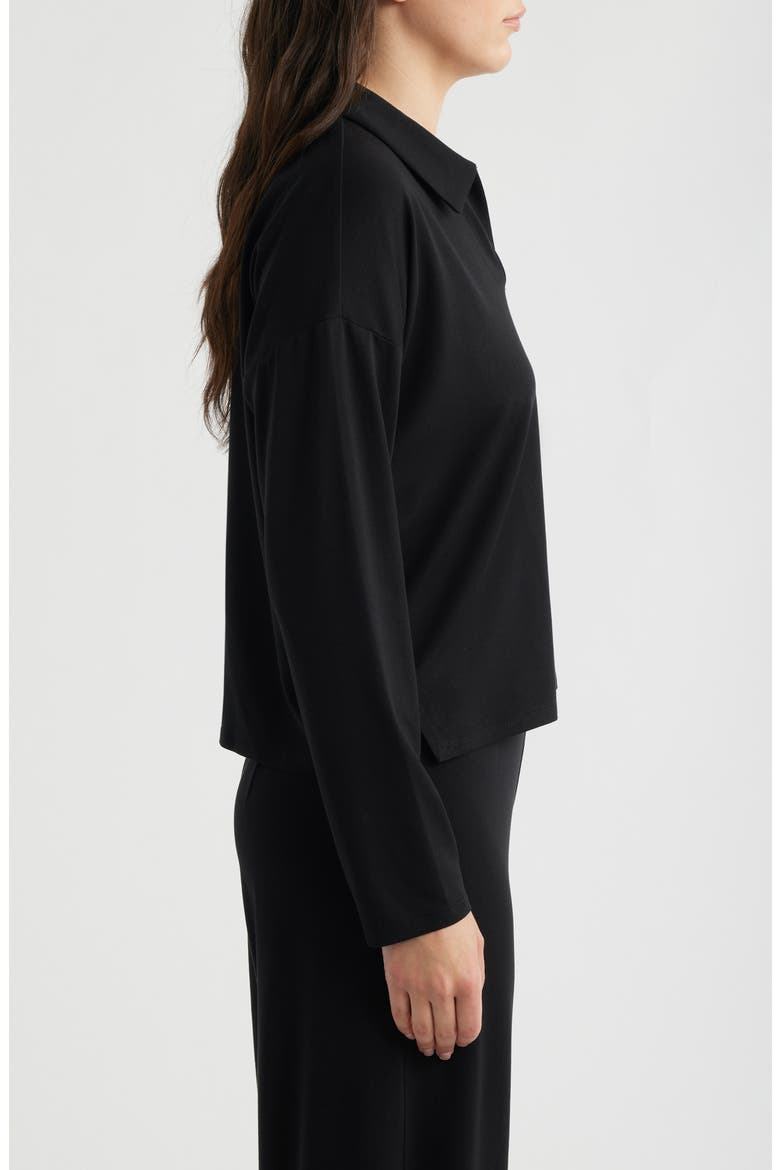 Boxy Henley Jersey Top, Alternate, color, BLACK