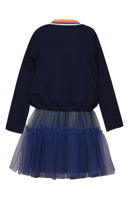 Baby Sara Kids' Hearts & Tulle Twofer Long Sleeve Dress In Black