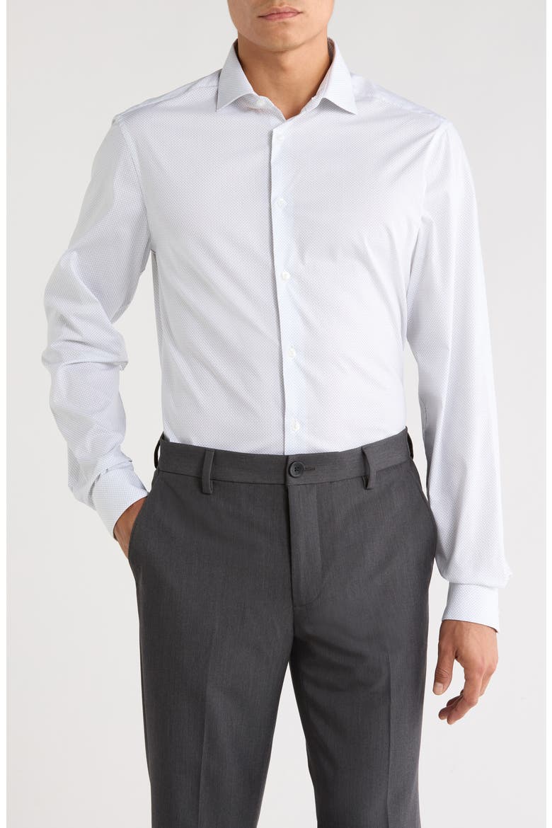 Slim Fit All-Season Stretch Dress Shirt, Main, color, FOREST
