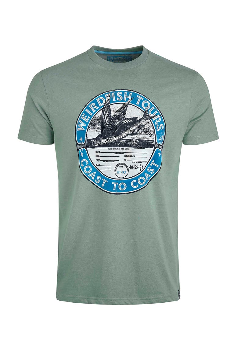 Coasting Front Print Graphic T-Shirt, Alternate, color, Dusty Teal