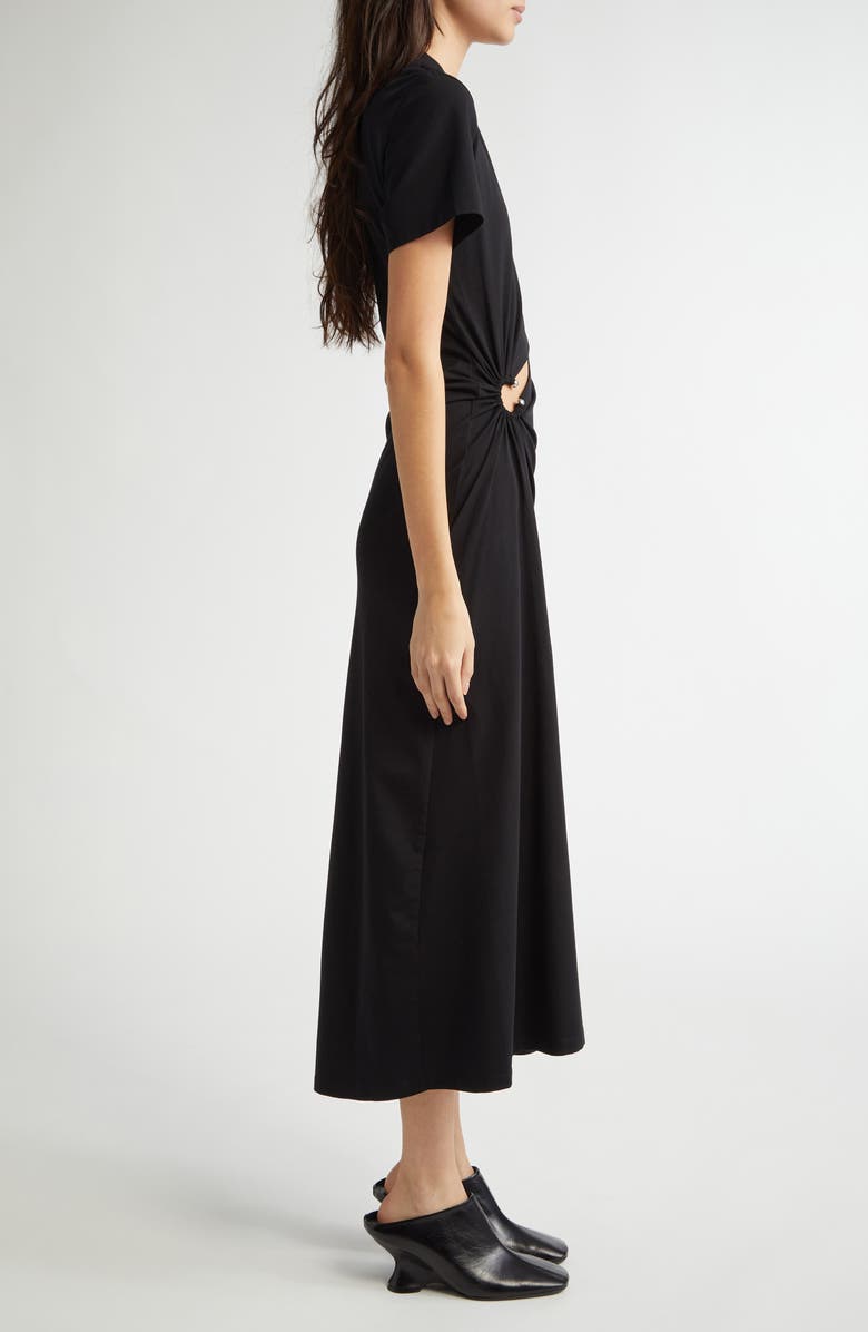 Rabanne Ring Pierced Jersey Dress, Alternate, color, Black