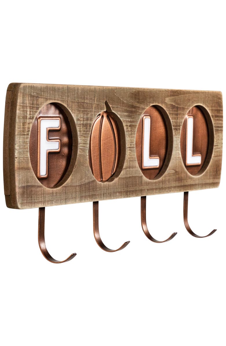 Northlight Fall Pumpkin Keyholder Harvest Wooden Wall Sign - 20", Alternate, color, Bronze