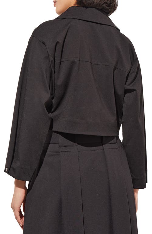 Ming Wang Zip Front Crop Jacket In Black