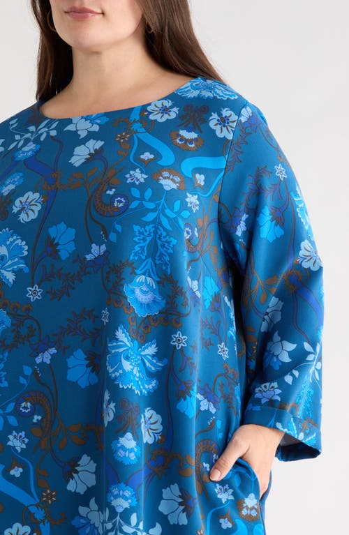 Sugarlips Palmate Floral Shift Minidress In Brown