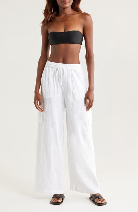 Cotton Gauze Cover-Up Cargo Pants