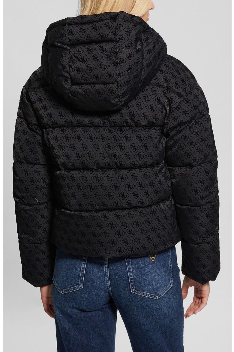 Daisy Flock Logo Puffer Coat, Alternate, color, BLACK