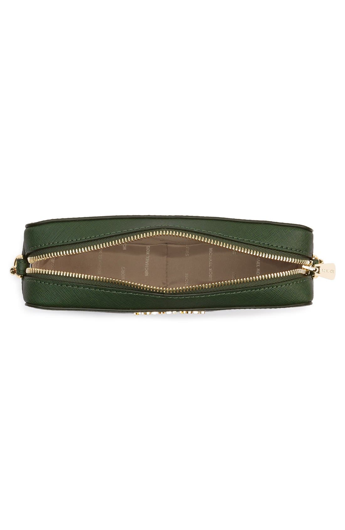 'Medium Jet Set' Saffiano Leather Crossbody Bag, Alternate, color, MOSS/ GOLD