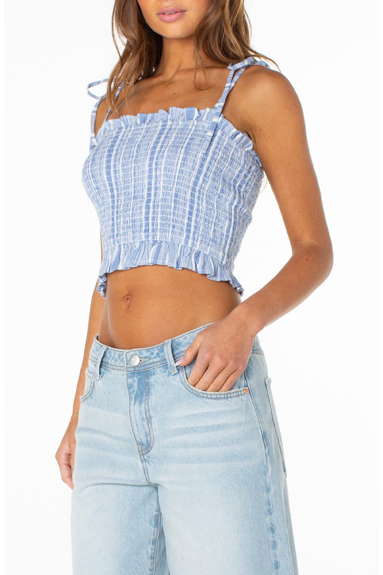 Avalon Stripe Smocked Crop Top, Alternate, color, CORNFLOWER