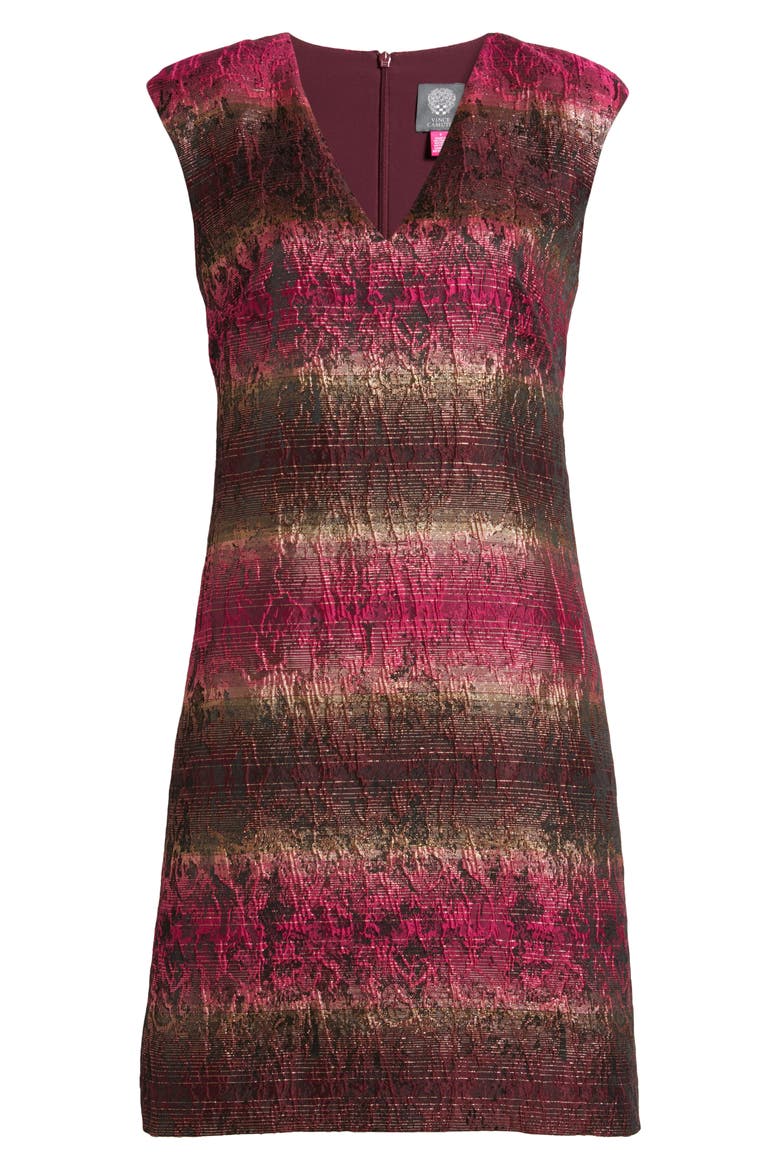 Embossed Jacquard Shift Dress, Alternate, color, MAGENTA