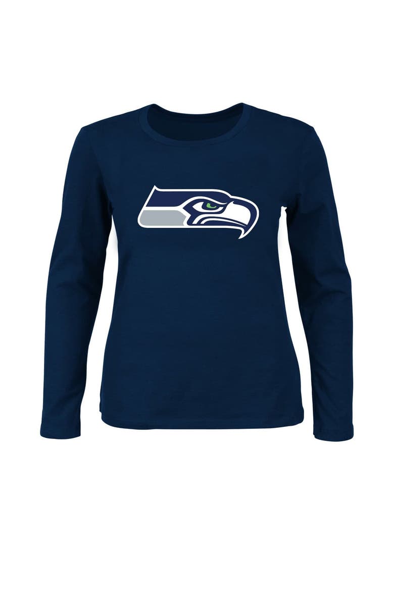 Women's Fanatics College Navy Seattle Seahawks Plus Size Long Sleeve T-Shirt, Main, color, College Navy