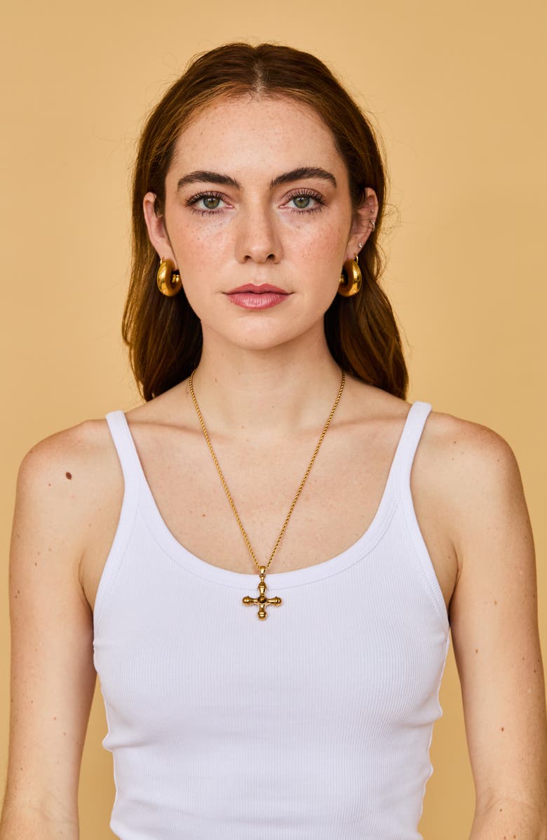 Petit Moments Turin Cross Pendant Necklace, Alternate, color, Brown