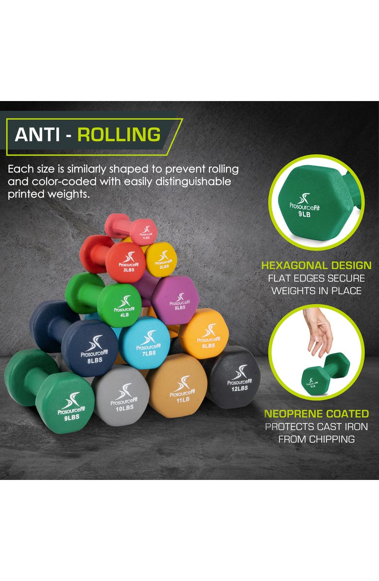 ProsourceFit Neoprene Dumbbells, Pair, Alternate, color, 9 Lb