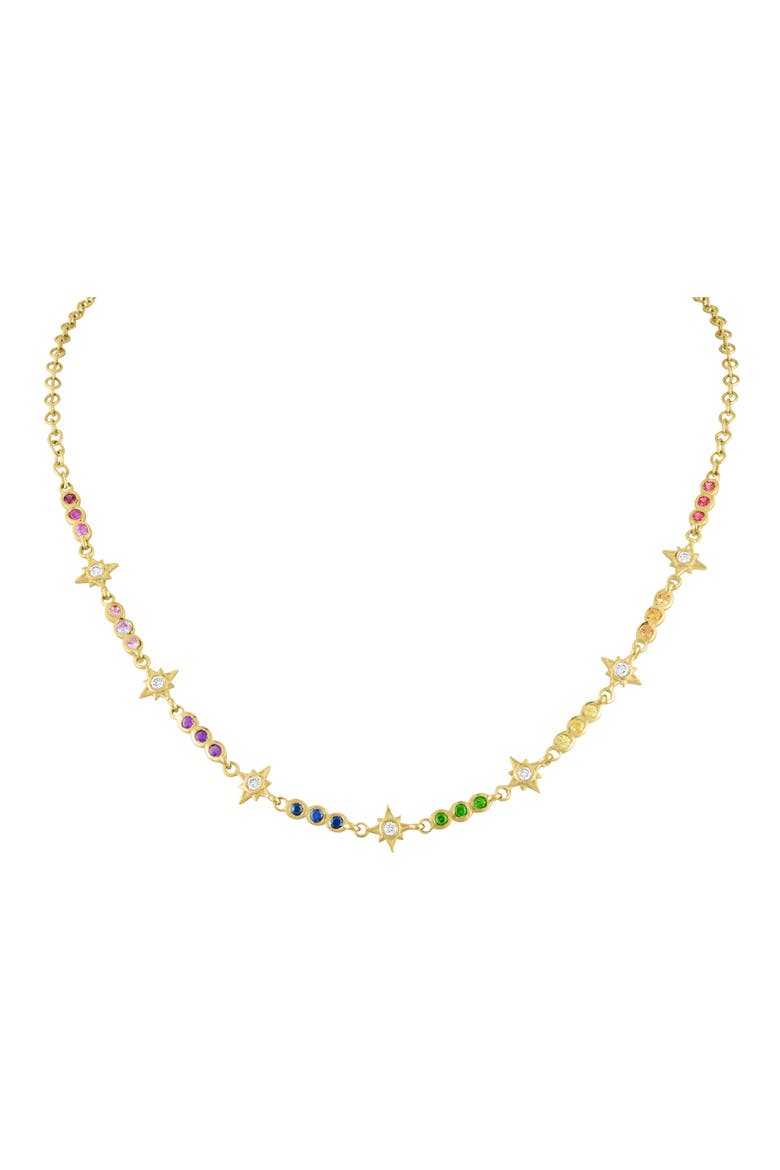 Rainbow Stars Diamond & Sapphire Necklace, Main, color, YELLOW GOLD/ SAPPHIRE/ DIAMOND