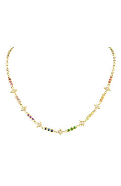 Rainbow Stars Diamond & Sapphire Necklace