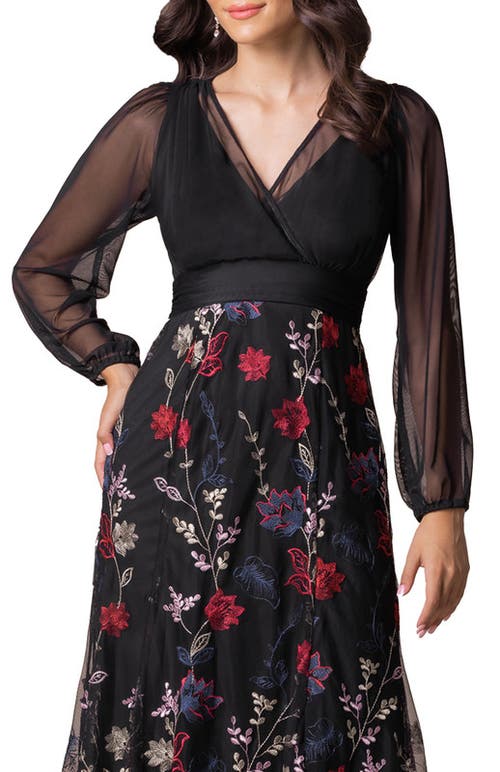 Kiyonna Isabella Embroidered Mesh Gown In Enchanted Garden