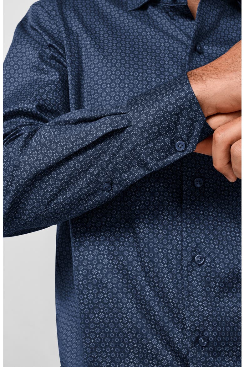 Regular Fit Geometric Pima Cotton Shirt, Alternate, color, NAVY