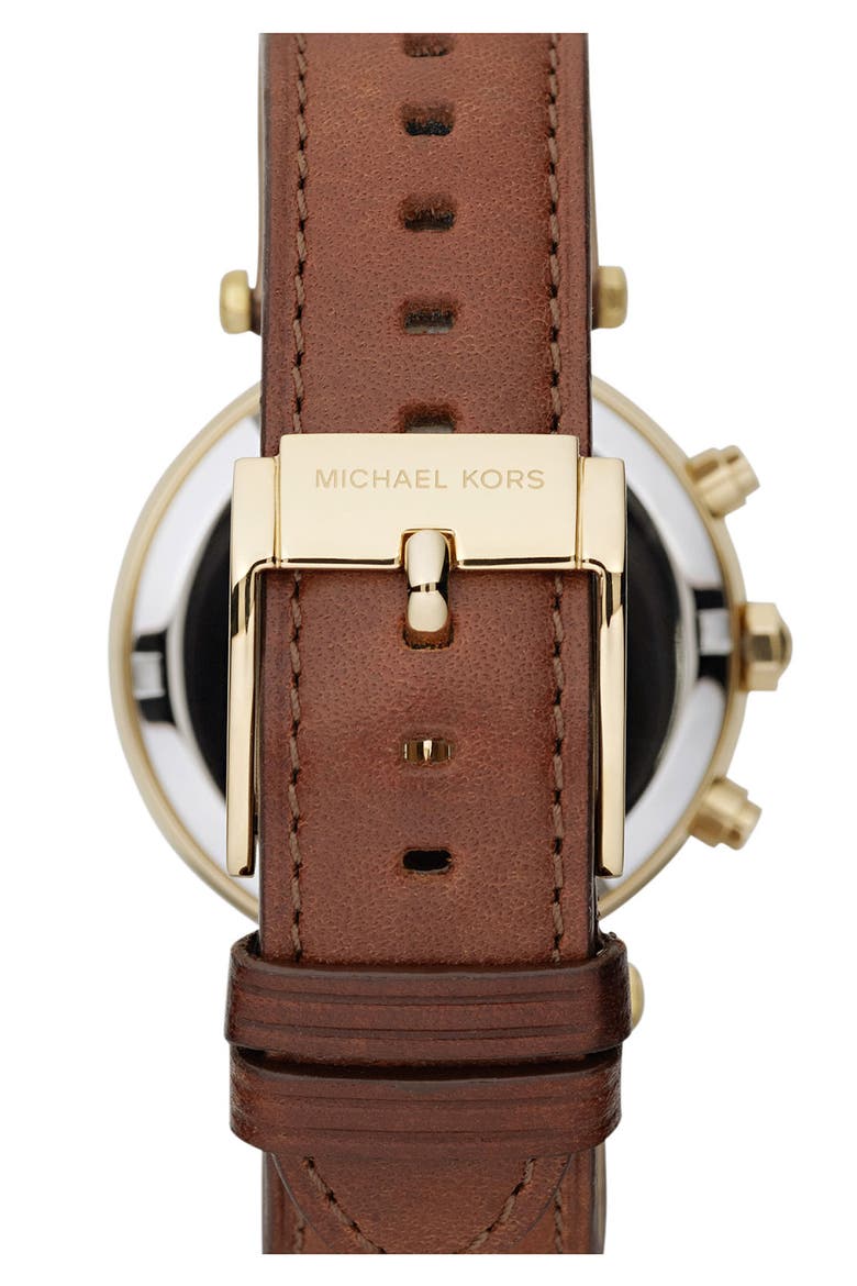 Michael Kors 'Parker' Chronograph Leather Watch, 39mm, Alternate, color, BROWN