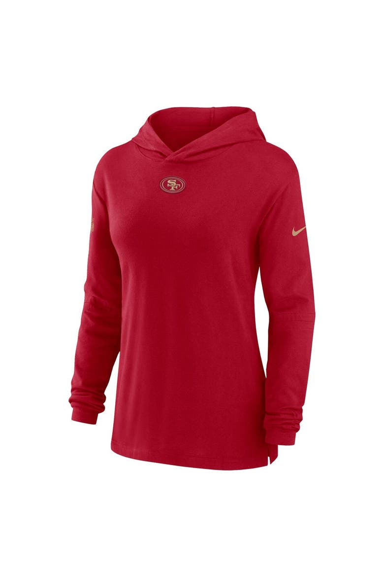 Women's Nike Scarlet San Francisco 49ers Sideline Performance Long Sleeve Hoodie T-Shirt, Alternate, color, Scarlet