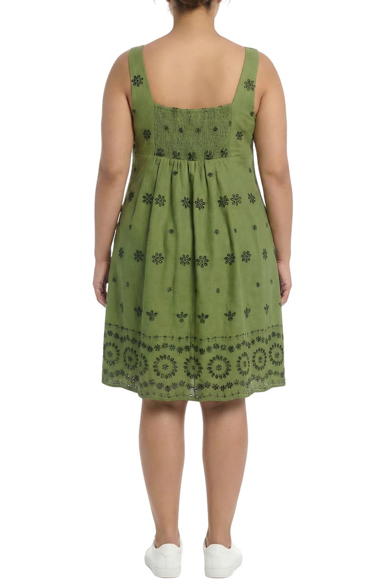 London Times Inverted Release Pleat Trapeze Dress, Alternate, color, Pesto