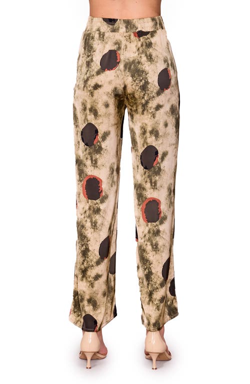 Melloday Print Satin Pull-on Pants In Neutral