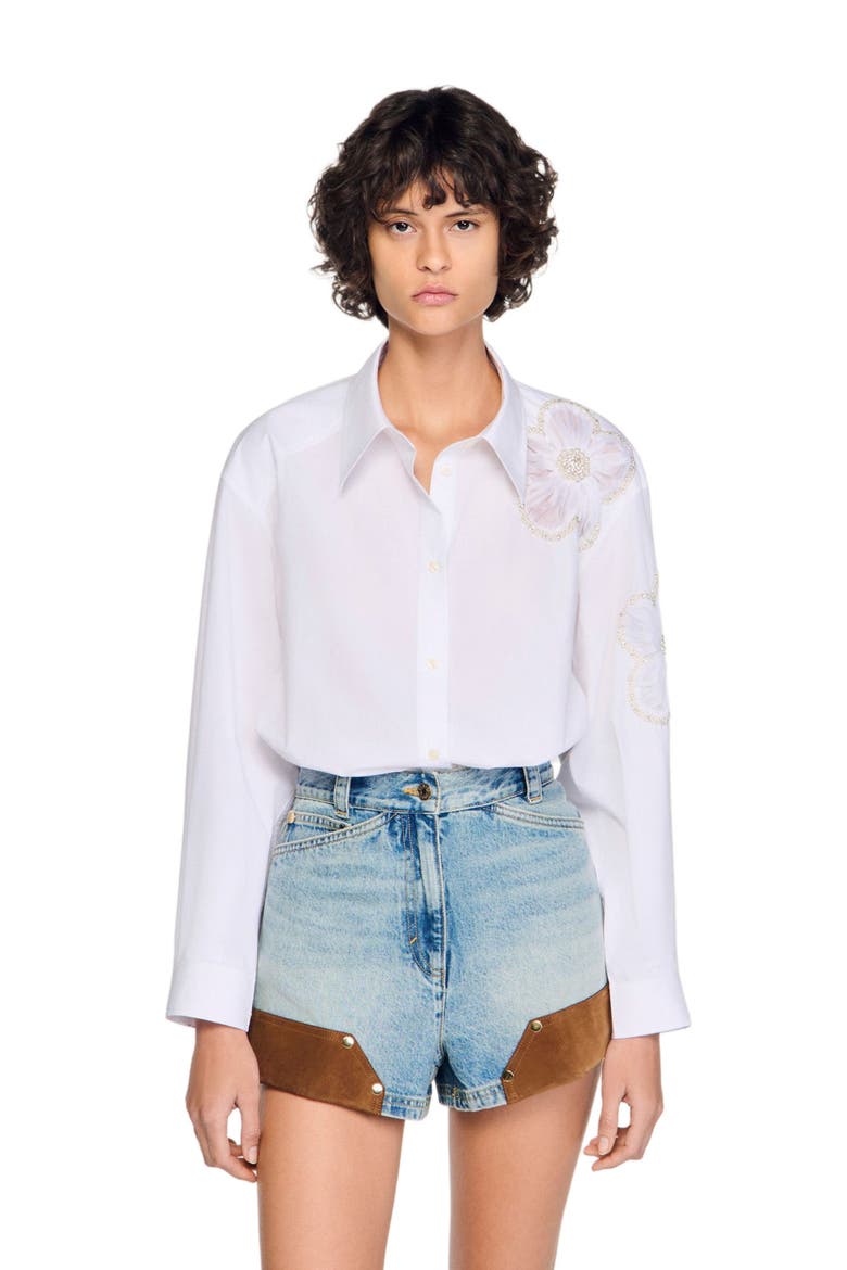 Embroidered shirt, Alternate, color, White / blue